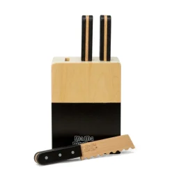 MaMaMeMo Wooden Knife Block with 3 Knives