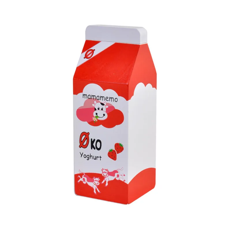 MaMaMeMo Wooden Play Food, Organic Yogurt with Strawberries