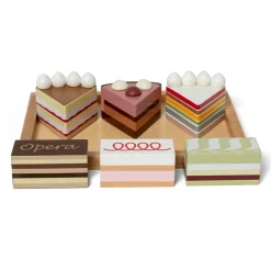 Mamamemo Wooden Play Food, Cake Slices on a Platter