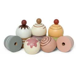Mamamemo Wooden Play Food, Cupcakes on Cake Stand