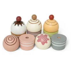 Mamamemo Wooden Play Food, Cupcakes on Cake Stand