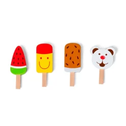 MaMaMeMo Wooden Play Food, Set of 4 Ice Cream Popsicles