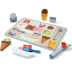 Melissa & Doug 2-in-1 Play Set, Magnetic Puzzle and Play Food - Ice Cream