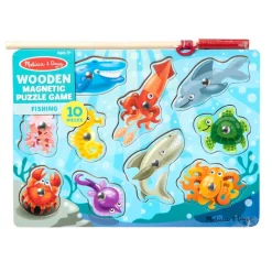 Melissa & Doug Magnetic Wooden Puzzle with Fishing Rod, 10 Pieces