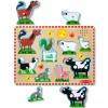Melissa & Doug Sound Knob Puzzle, Farm - 8 Pieces