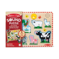 Melissa & Doug Sound Knob Puzzle, Farm - 8 Pieces