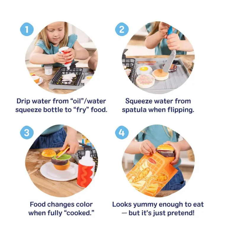 Melissa & Doug Water Wow Play Food with Water-Activated Color Change, Grillbar