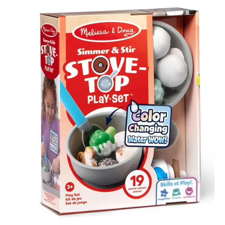 Melissa & Doug Water Wow Play Food with Water-Activated Color Change, Cooktop with Pot