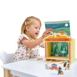 Mentari Little Puppet Theater with Wooden Figures