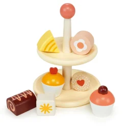 Mentari, Wooden Play Food – Cake Stand with Cakes