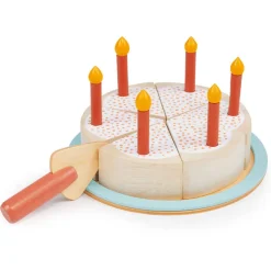 Mentari, Wooden Play Food – Birthday Cake with Candles