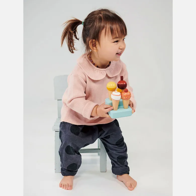 Mentari, Wooden Play Food, 4 Ice Cream Cones - Sunny Gelato