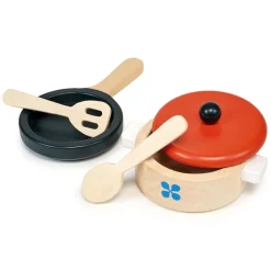 Mentari, Wooden Play Food - Pan and Saucepan