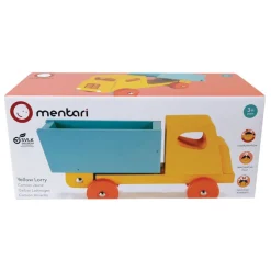 Mentari Wooden Toy Car, Yellow Truck with Tipping Bed