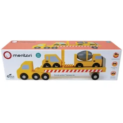 Mentari Wooden Toy Truck – Flatbed with Work Vehicles