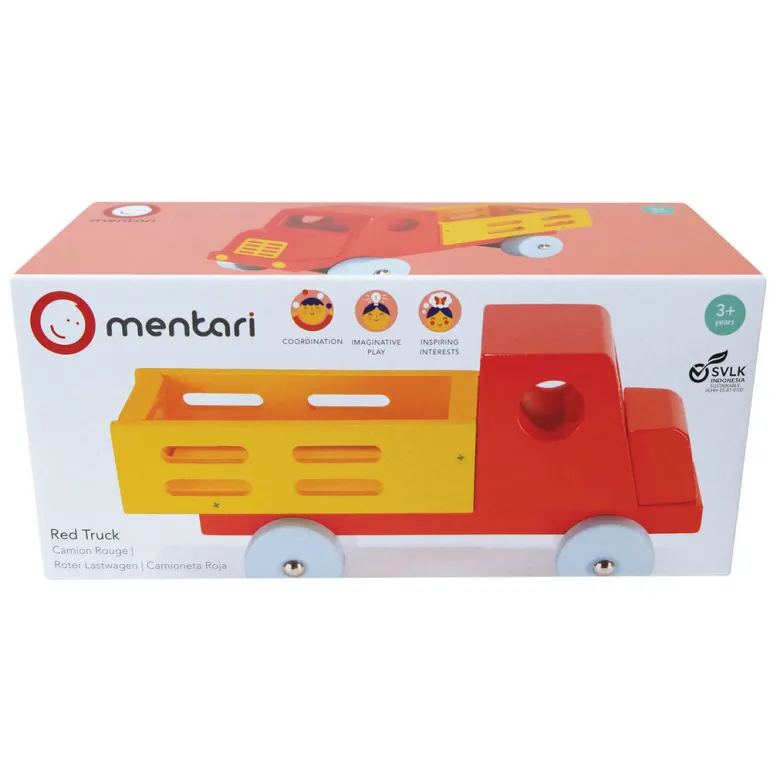 Mentari Wooden Toy Truck, Red Truck