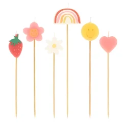 Meri Meri Cake Candles, Happy Face Icon – Pack of 6