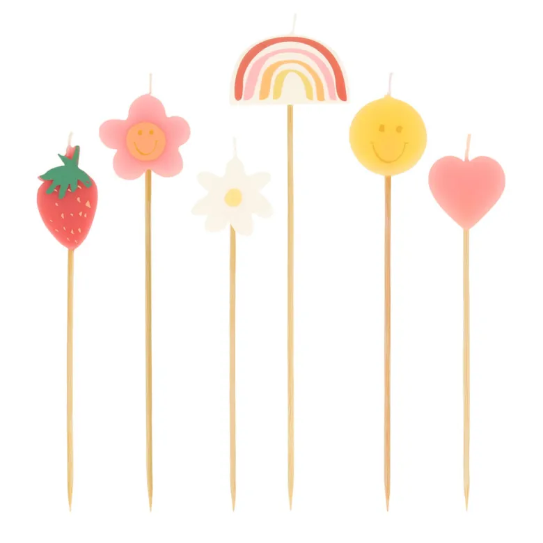 Meri Meri Cake Candles, Happy Face Icon – Pack of 6