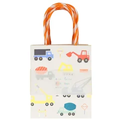 Meri Meri Gift Bags, Construction Vehicles – Pack of 8