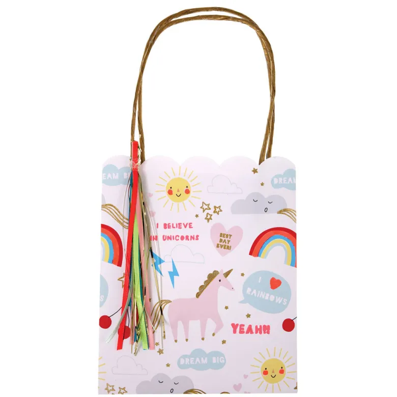 Meri Meri Gift Bags, Rainbow Unicorn – Pack of 8