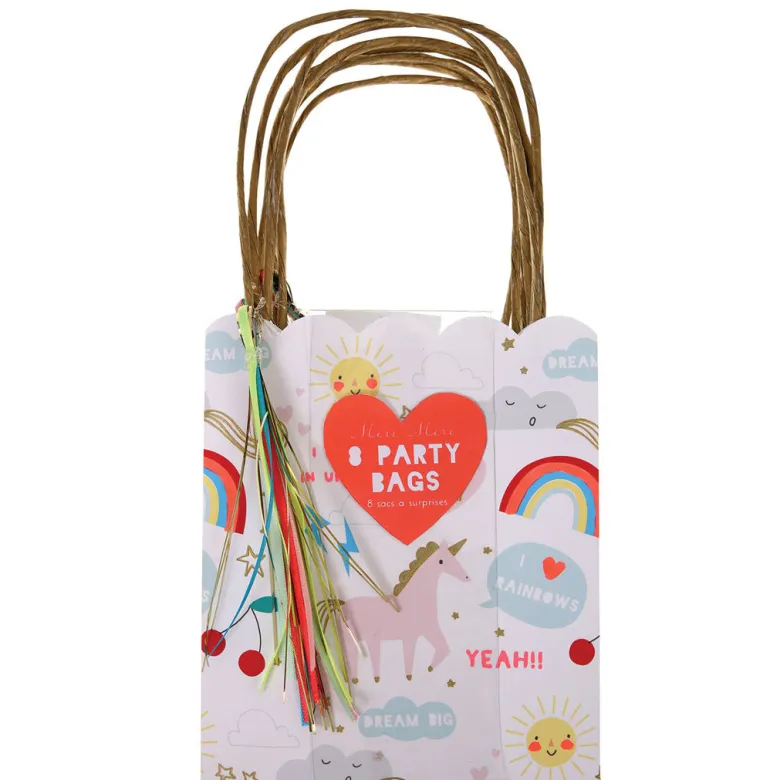 Meri Meri Gift Bags, Rainbow Unicorn – Pack of 8