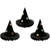 Meri Meri Halloween Decorations, Hanging Decor, Set of 3 Honeycomb Witch Hats