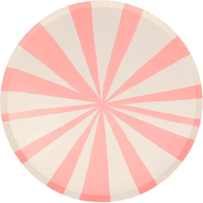 Meri Meri Large Paper Plates, Pink Stripe – Set of 8