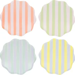 Meri Meri Large Paper Plates, Pastel Stripe – Pack of 8