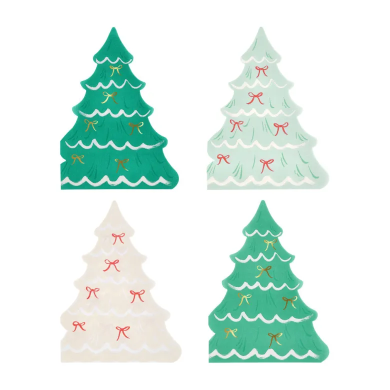 Meri Meri Napkins, Christmas Tree with Bow - Set of 16