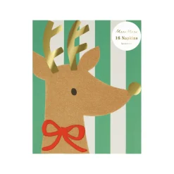 Meri Meri Napkins, Reindeer with Red Bow - 16 pcs.