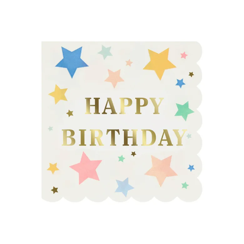 Meri Meri Napkins Size L – Happy Birthday Stars, Set of 16