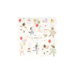 Meri Meri napkins, size S, Animal friends – 16-pack