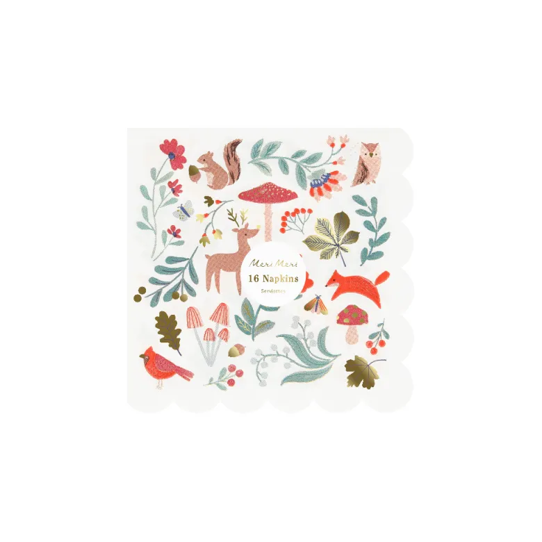 Meri Meri Napkins Size S, Winter Woodland - Pack of 16