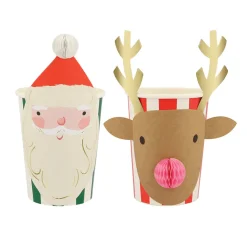 Meri Meri Paper Cups, Christmas Honeycomb - Set of 8