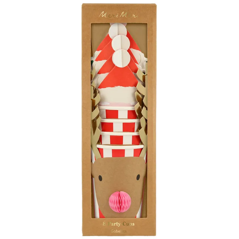 Meri Meri Paper Cups, Christmas Honeycomb - Set of 8