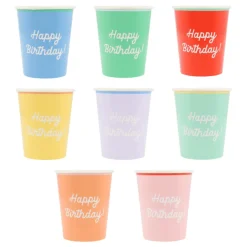 Meri Meri Paper Cups, Mixed 'Happy Birthday' – Pack of 8