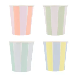 Meri Meri Paper Cups, Pastel Stripe - Set of 8