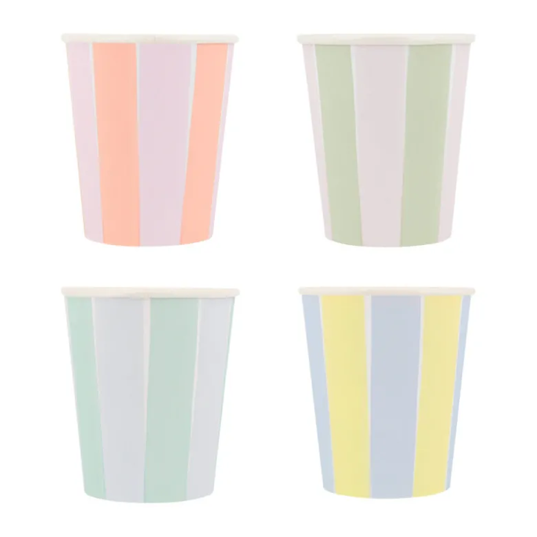 Meri Meri Paper Cups, Pastel Stripe - Set of 8