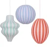 Meri Meri Paper Lanterns, Stripy Design, Set of 3 - WITHOUT LIGHT SOURCE