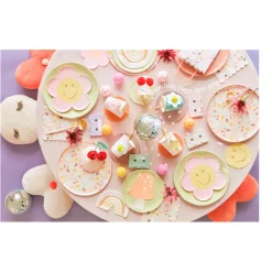 Meri Meri Paper Plates, Happy Face Flowers – Pack of 8