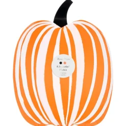 Meri Meri Paper Plates, Halloween, Striped Pumpkin - Set of 8