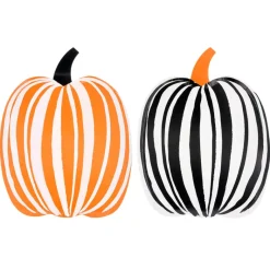 Meri Meri Paper Plates, Halloween, Striped Pumpkin - Set of 8