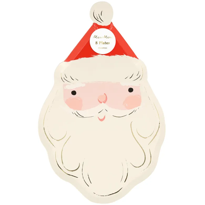 Meri Meri Paper Plates, Jolly Christmas, Santa - Set of 8