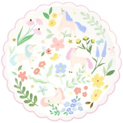 Meri Meri Paper Plates, Large, Meadow unicorns – Pack of 8