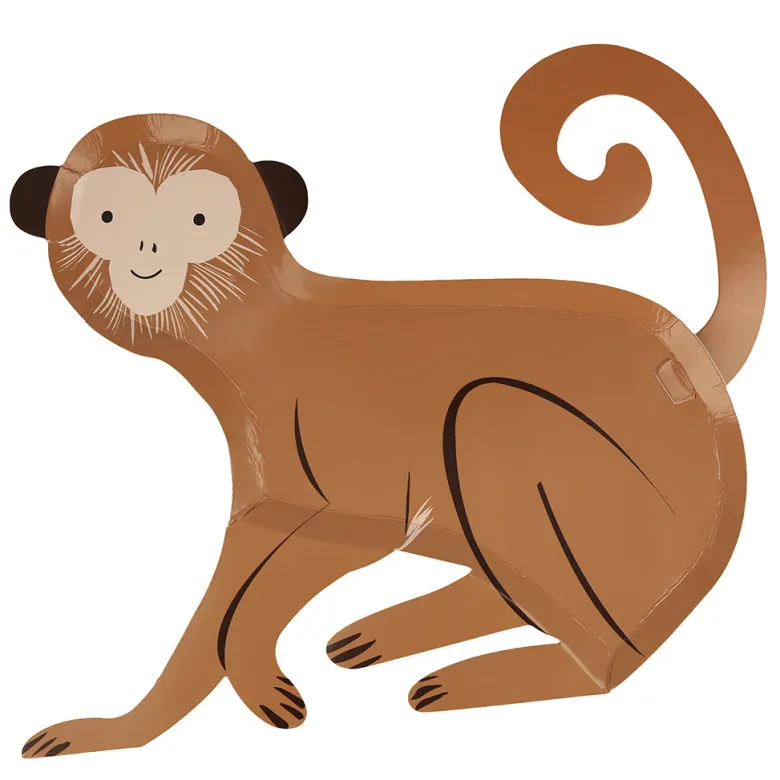 Meri Meri Paper Plates, Monkey - Pack of 8