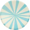 Meri Meri Paper Plates, Size L, Blue Stripe - Pack of 8
