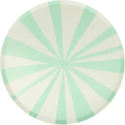 Meri Meri Paper Plates Size L, Mint Stripe - Set of 8