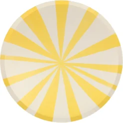 Meri Meri Paper Plates Size L, Yellow Stripe - Set of 8.