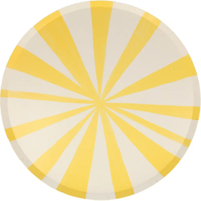 Meri Meri Paper Plates Size L, Yellow Stripe - Set of 8.