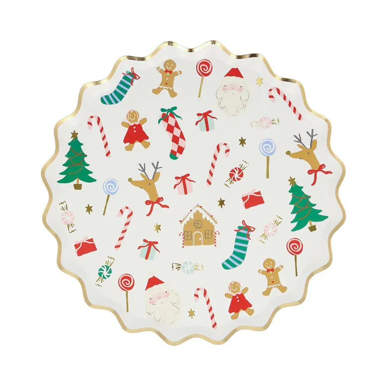Meri Meri Paper Plates Size S, Jolly Christmas, Christmas Motifs – Pack of 8